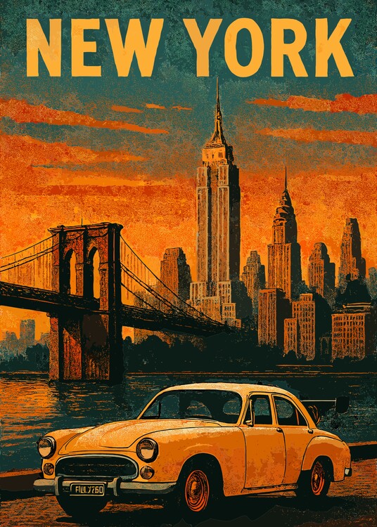 Plakát Vintage New York  Landscape Travel