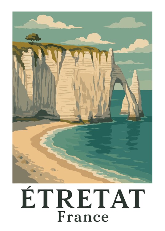 Poster Vintage Travel Etretat France