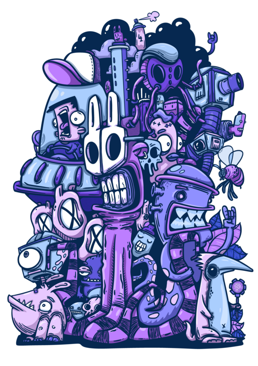 T-shirt Blue monsters