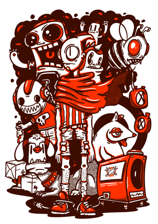 T-shirt Red monsters