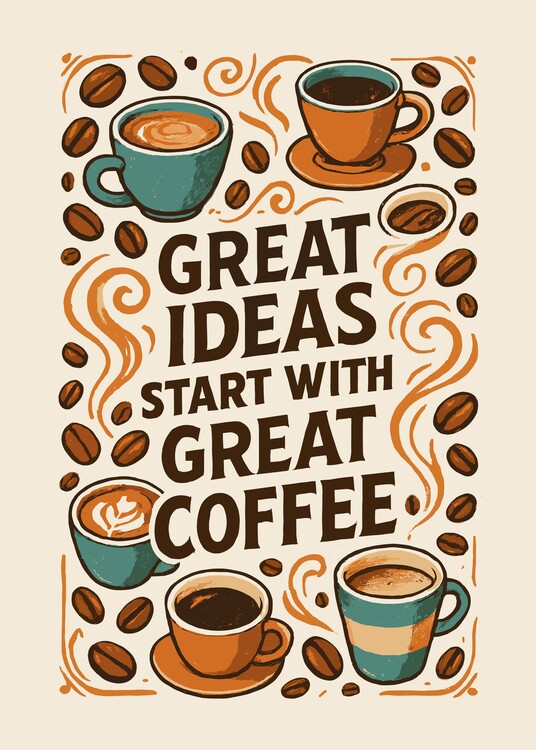 Poster Great Ideas Start with Great Coffee