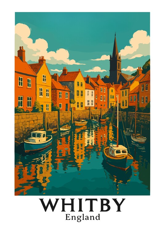 Poster Whitby England Landscape Travel