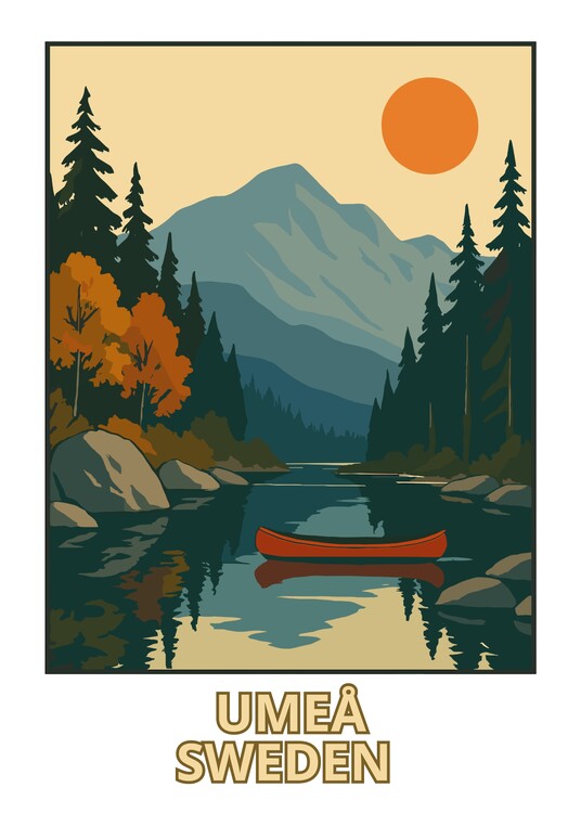 Poster Umea Mount Sweden Landscape Travel