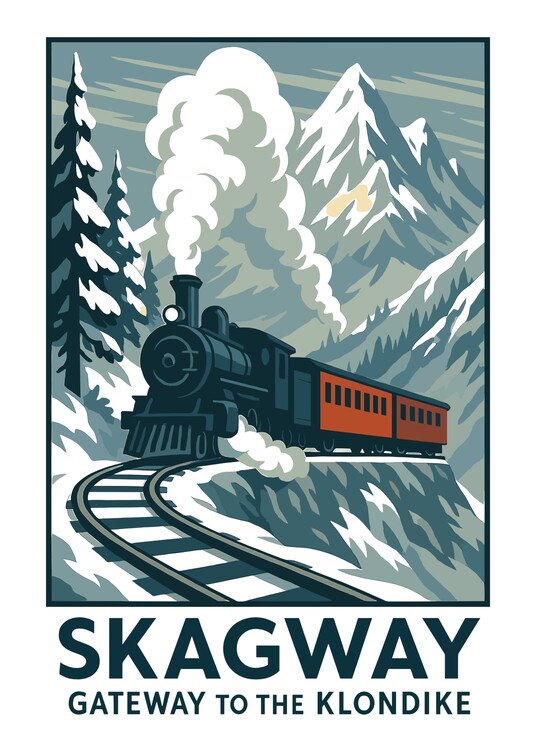 Poster Skagway Train Alaska Landscape Travel