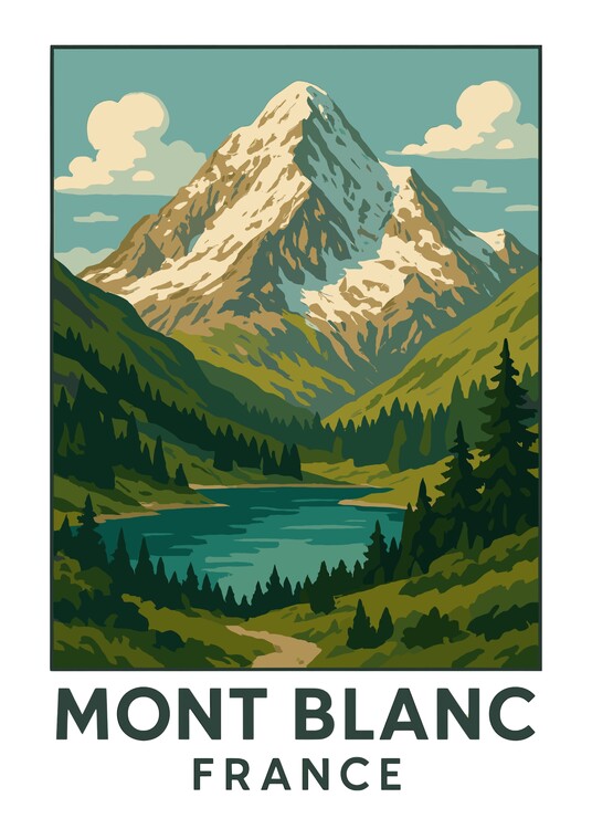Poster Mont Blanc France Landscape Travel