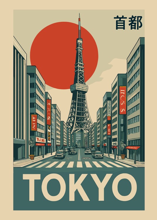 Poster Japanese Street Tokyo Cityscape Travel