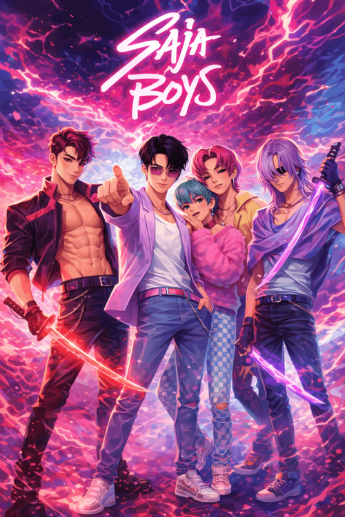 Poster Saja Boys K-Pop Demon Group Poster – Modern Idol Art Print