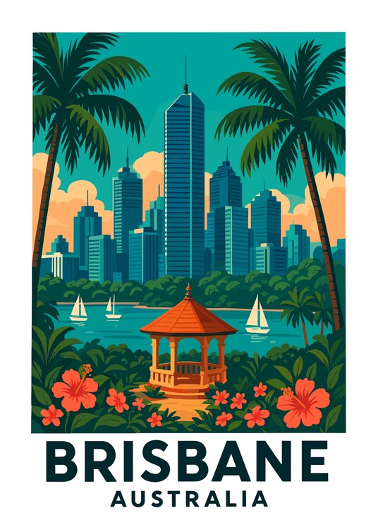 Poster Brisbane Australia Cityscape Travel