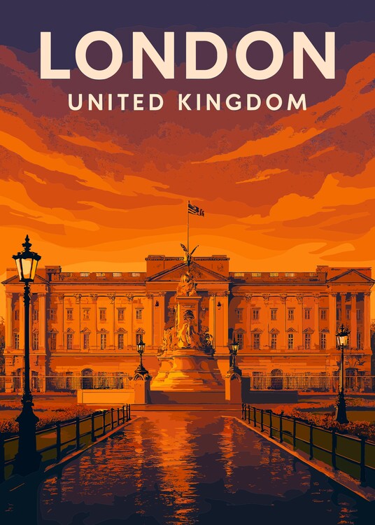 Poster Vintage Travel London Cityscape UK