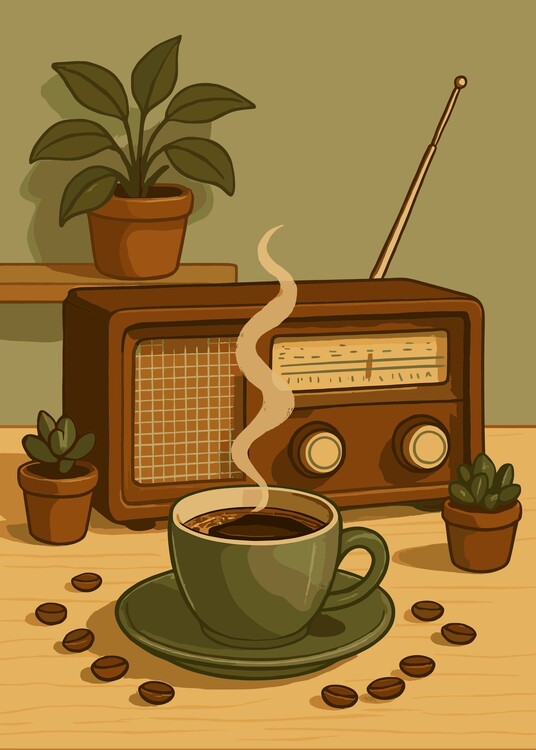 Poster Vintage Coffee Radio 90s
