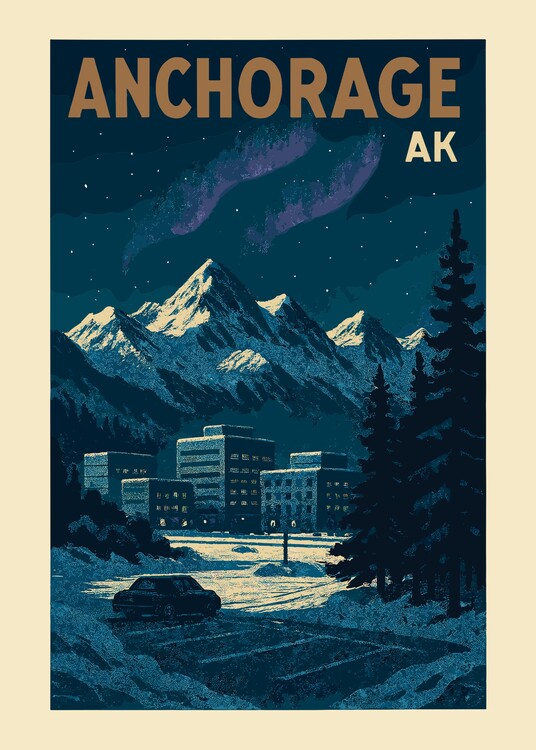 Poster Vintage Travel Anchorage Landscape