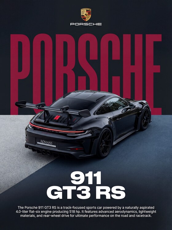 Poster Porsche 911 GT3 RS - Engineering Without Compromise