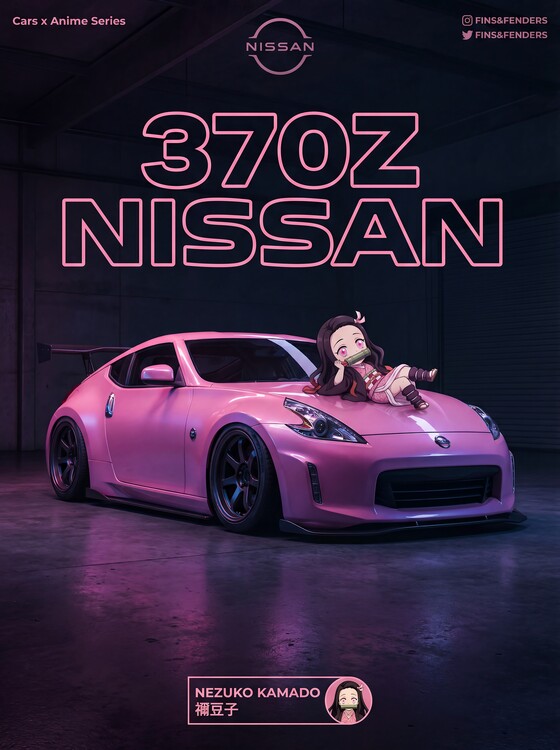 Картината върху платно Nissan 370Z x Nezuko - Demon Slayer Edition