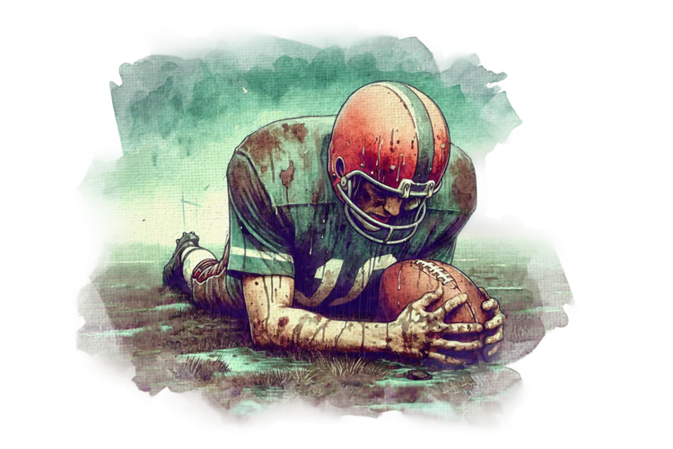 T-shirt Watercolor american football poster. Football game