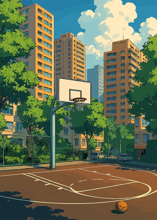 Poster Basketball Cityscape
