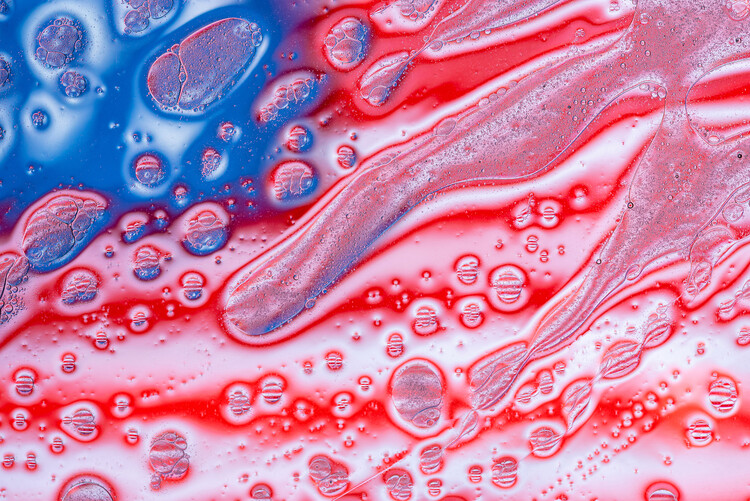 Плакат Abstract Waves of Red, White, and Blue