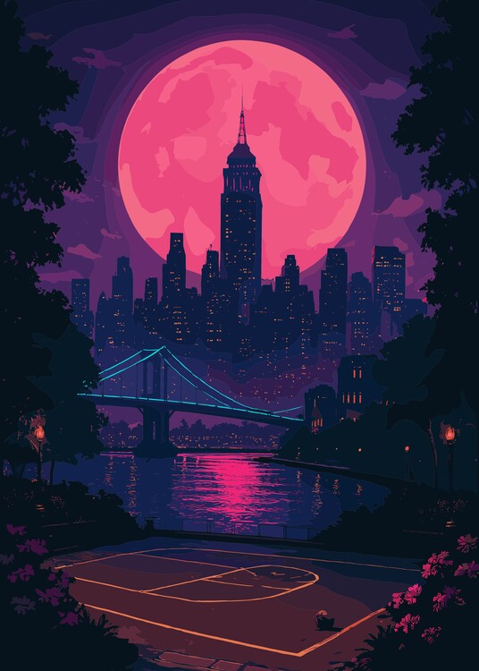 Juliste Golden Gate Moonlight Cityscape