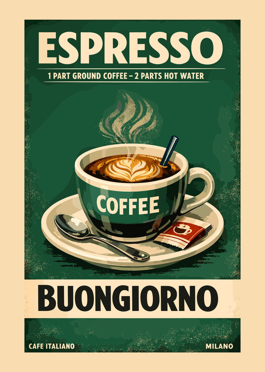 Плакат Vintage Coffee Espresso Buongiorno