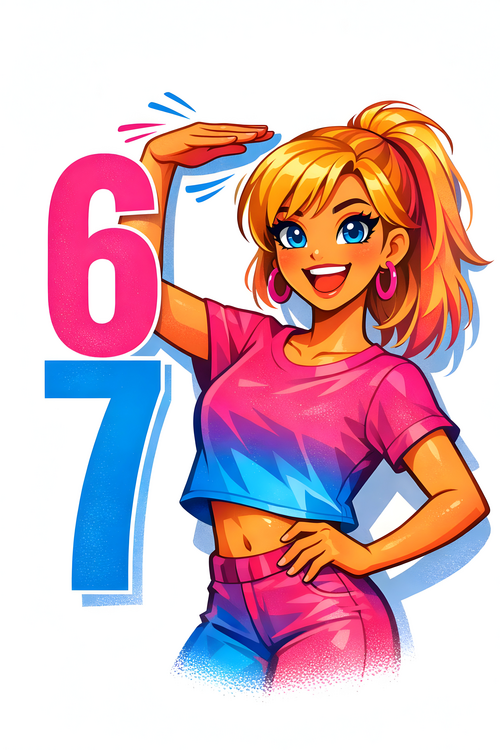 Poster 67 Meme Wall Art – Cartoon Height Gesture Illustration Poste