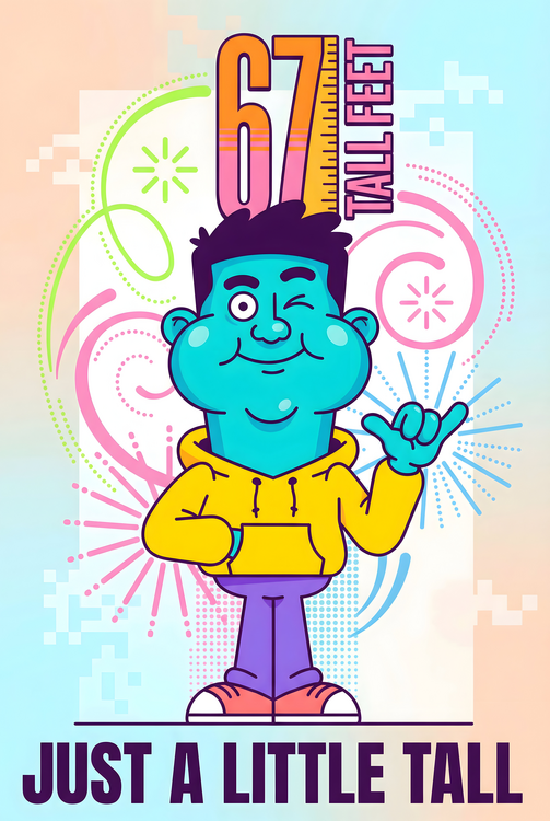 Poster 67 Meme Poster – Cartoon Gesture Viral Trend Artwork