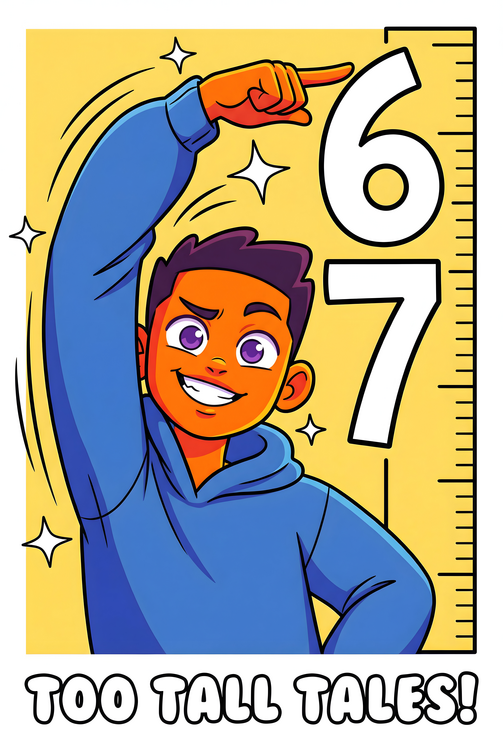 Poster 67 Cartoon Meme Poster – Viral Height Trend Illustration