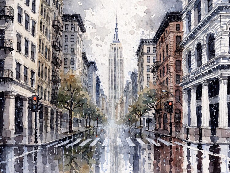 Poster New York City Street in Rain