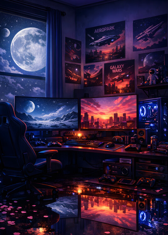 Плакат Gaming Setup Galaxy Fantasy