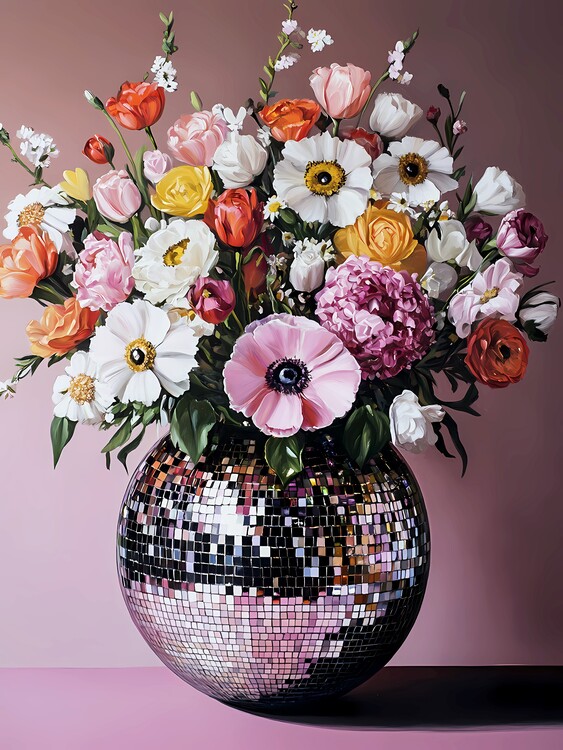 Плакат Flowers in Disco Ball Vase
