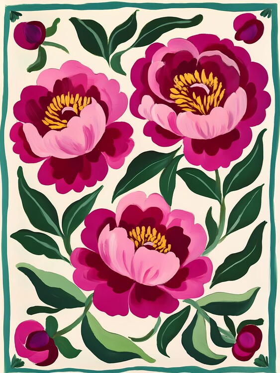 Плакат Pink Peonies, Bright Flowers