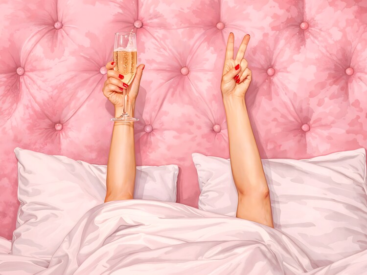 Плакат Champagne in Bed