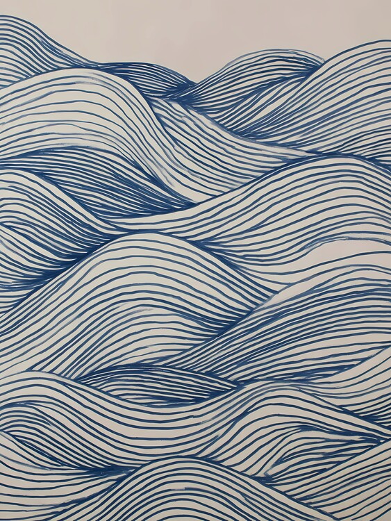 Плакат Abstract blue wave line art