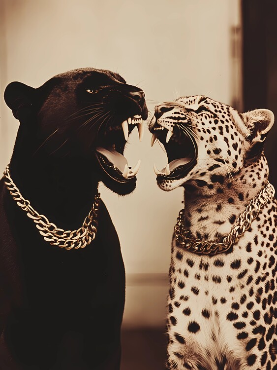 Плакат Panther and leopard