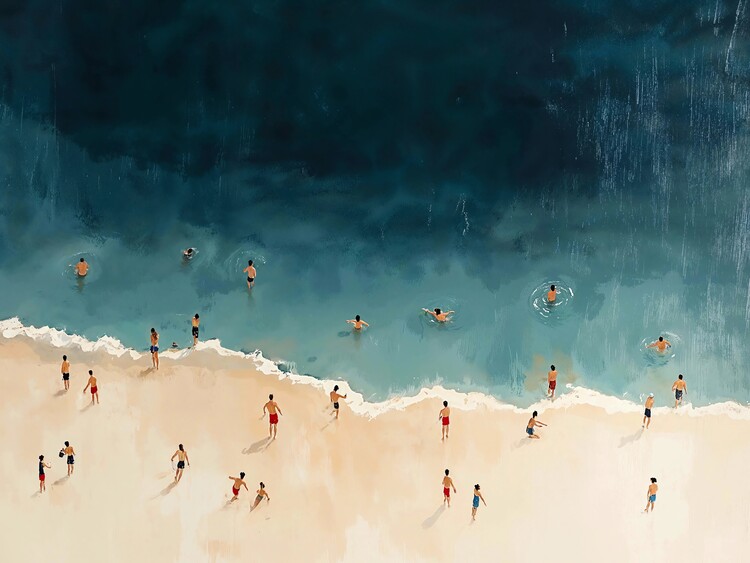 Плакат Tiny people on the beach