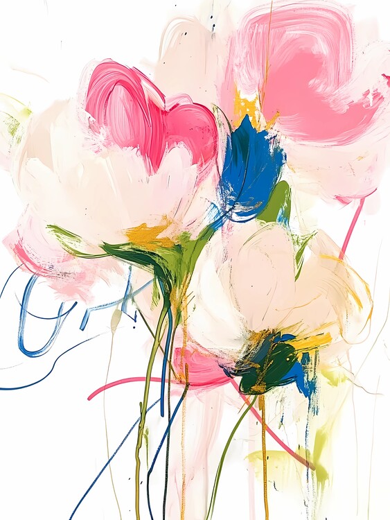 Плакат Abstract modern pink flowers