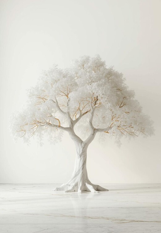 Плакат Ethereal Marble Tree: Minimalist Nature Sculpture