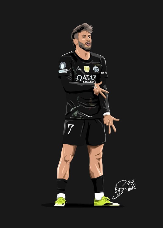 Poster football Player with Black Jersey