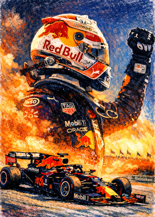 Poster Sport Racing Crayon Style Art