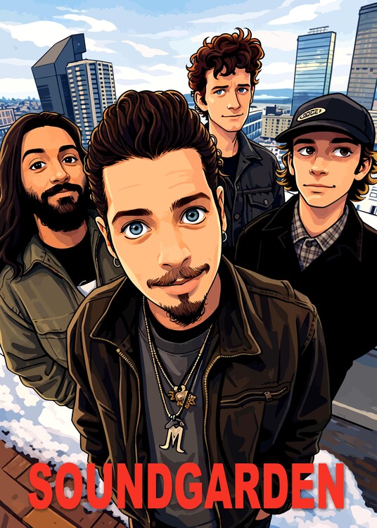 Poster American Rock Music Group Illustration