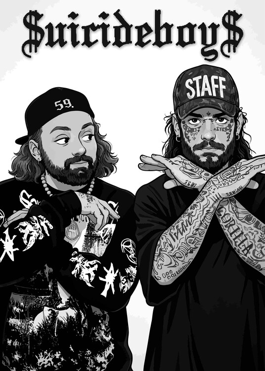 Poster American Hip-Hop Duo Illustration Portrait