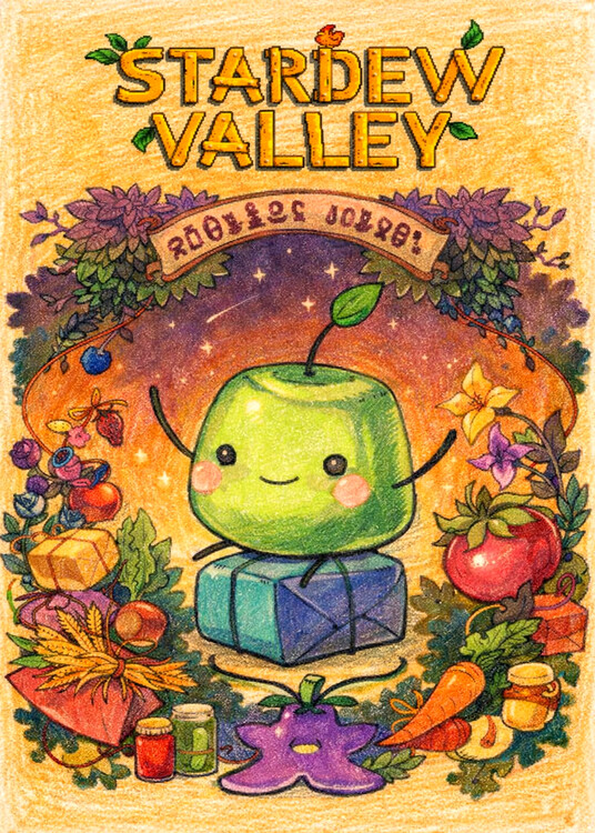 Poster Farming Game in Crayon Style Art