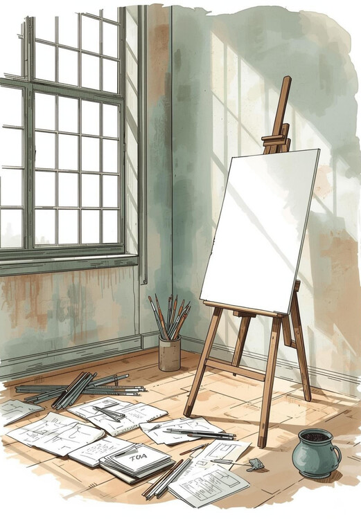 Плакат Artist's Studio: Sunny Workshop Watercolor Sketch