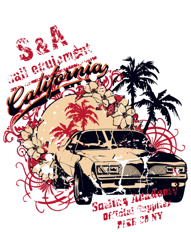 T-shirt Vintage Sports Car Retro Sunset