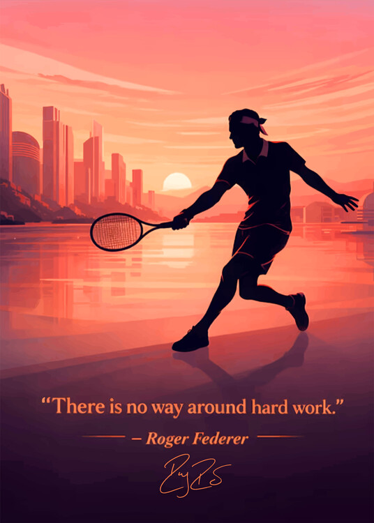 Poster Tennis Player Silhouette Popular Portrait
