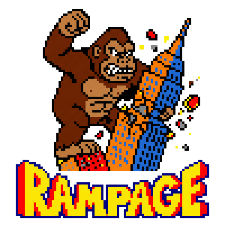 T-shirt Retro Rampage: The 8-Bit Ape Destruction Derby