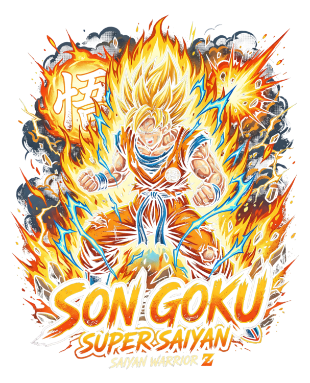 T-shirt Son Goku Super Saiyan - Dragon Ball Z Fiery Warrior Z Action