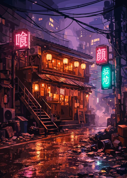 Плакат Japanese Street Scene