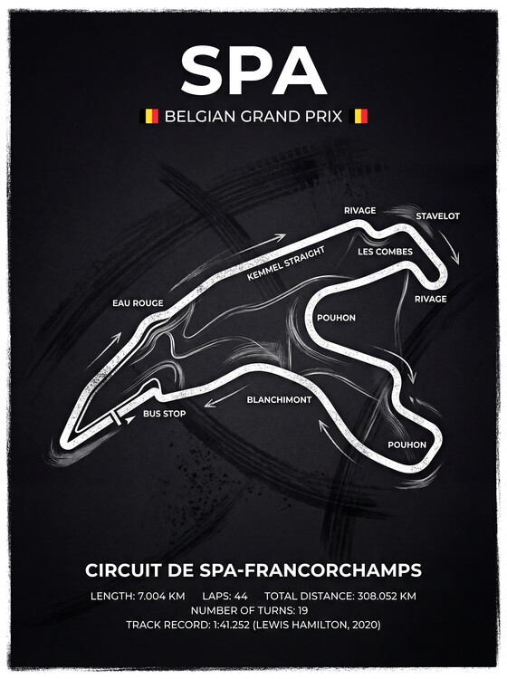 Canvas Print Spa-Francorchamps Circuit Poster - Belgian Grand Prix F1