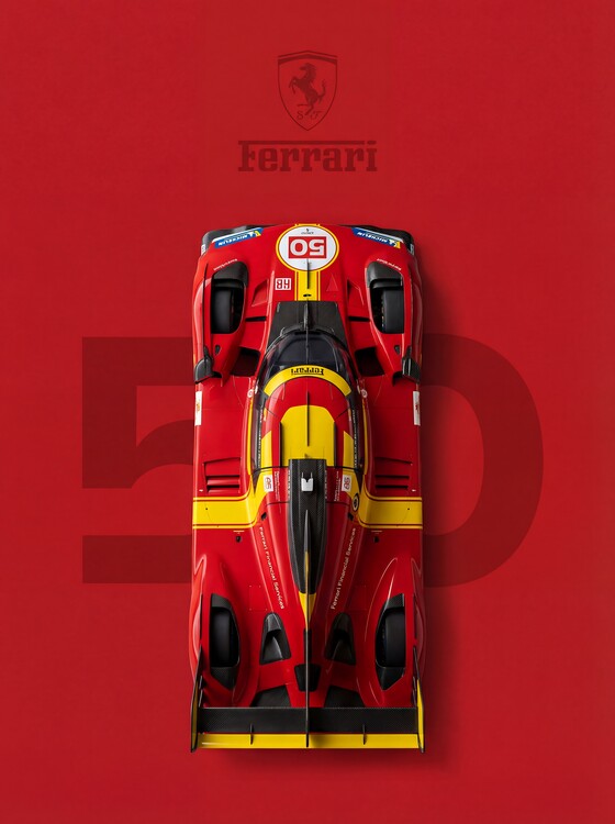 Poster Ferrari #50 Race Car Poster - Top Down View