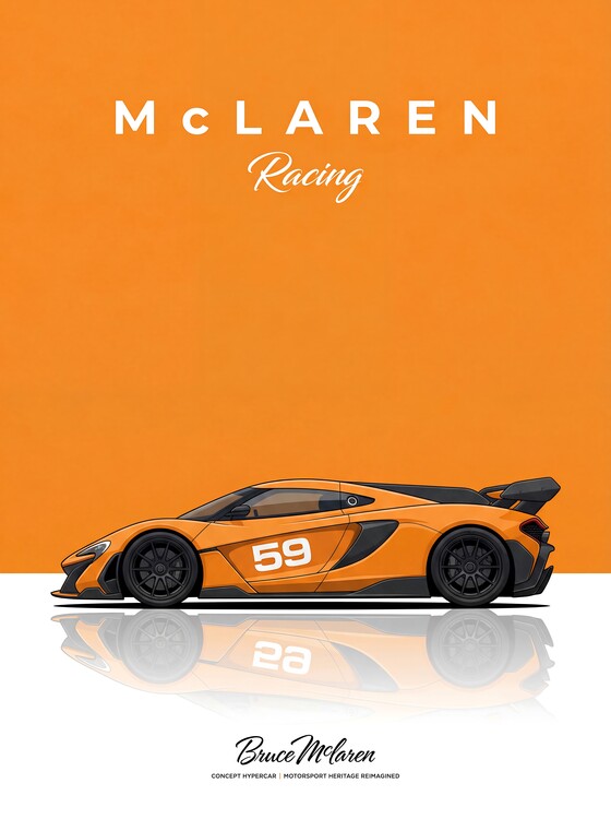 Canvas Print McLaren Racing Poster - Orange #59 Race Car Print