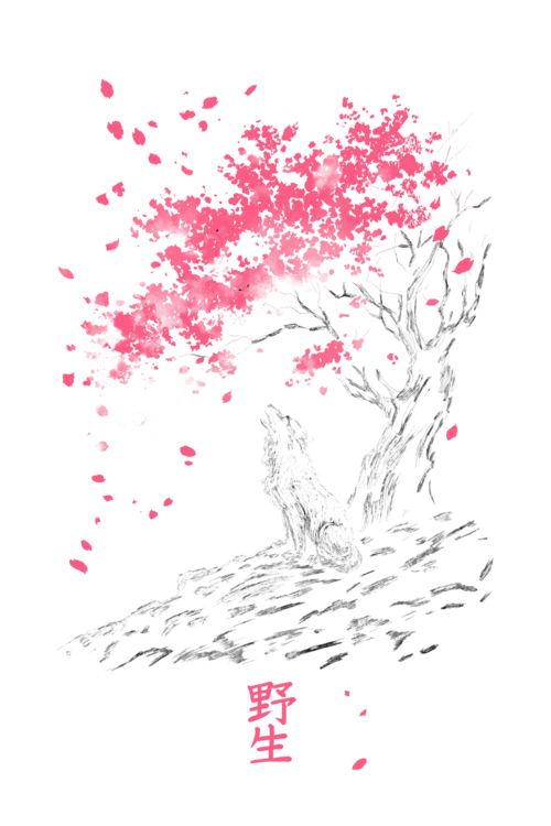 T-shirt Wolf under the tree